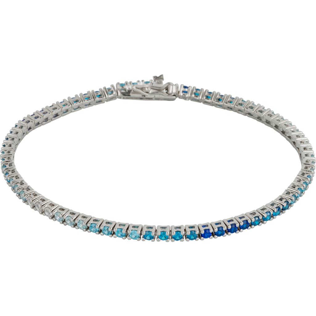 Spero London Sterling Silver Blue Gradient Fine Tennis Bracelet In Metallic