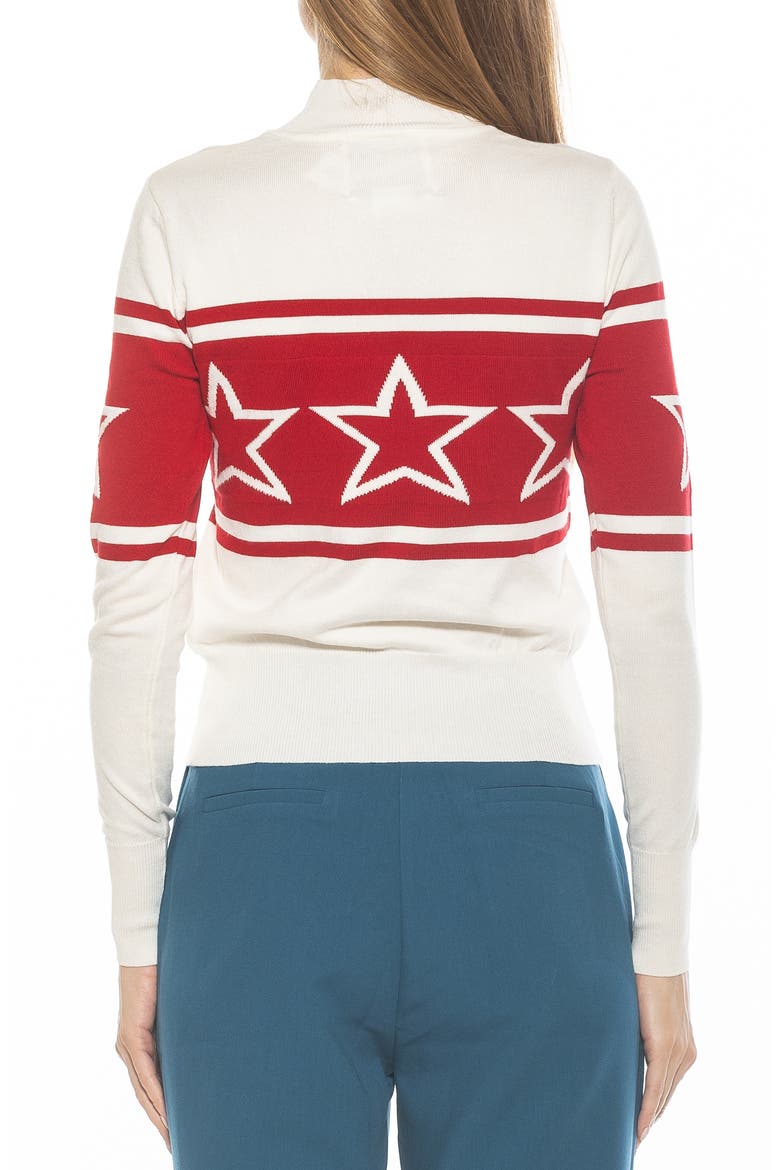 Lisa Star Mock Neck Sweater, Alternate, color, IVORY RED