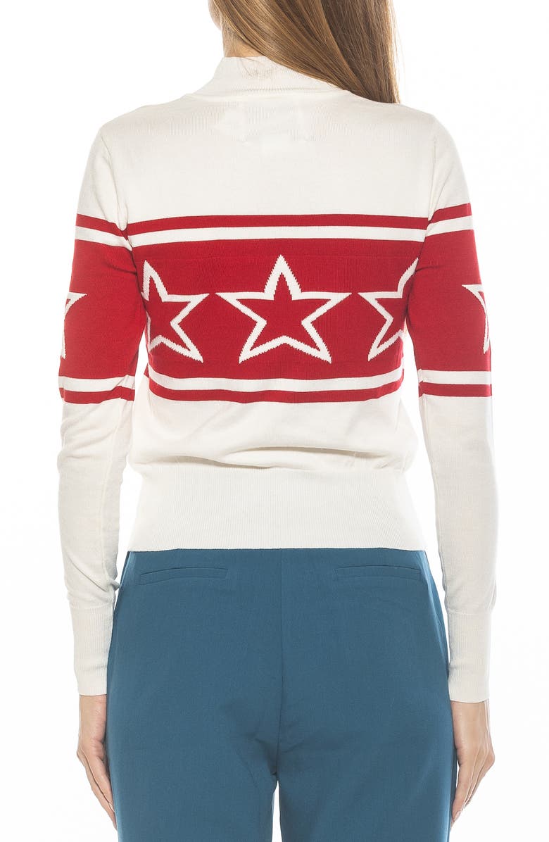 Alexia Admor Lisa Star Mock Neck Sweater, Alternate, color, Ivory Red
