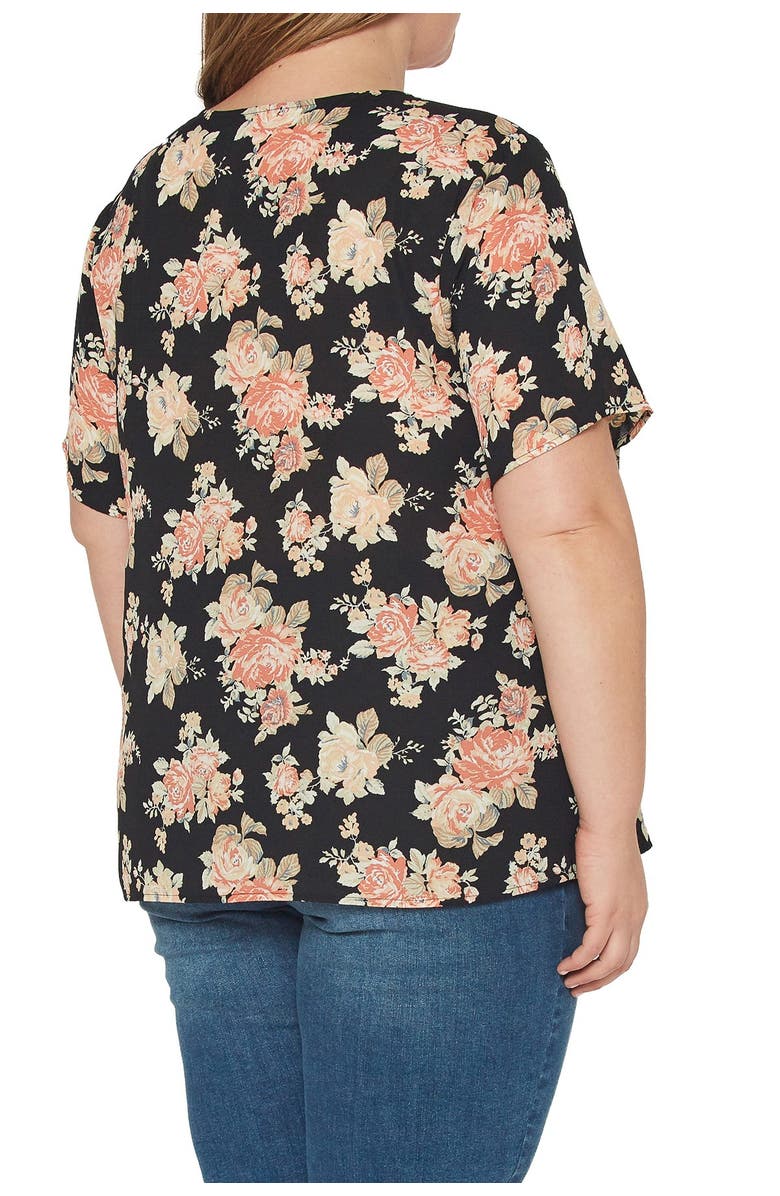 Pleione Short Sleeve Floral Print Blouse, Alternate, color, 