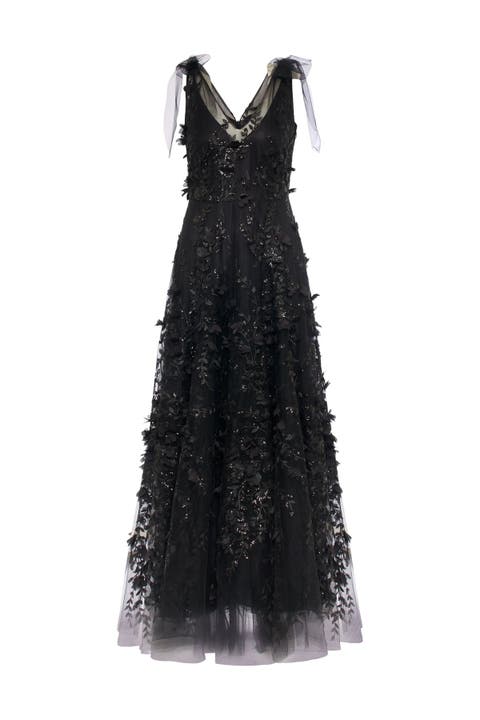 Embroidered Tulle Gown