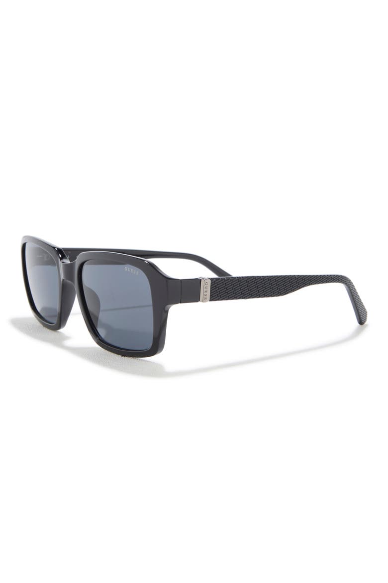 55mm Square Sunglasses, Alternate, color, SHINY BLACK / SMOKE