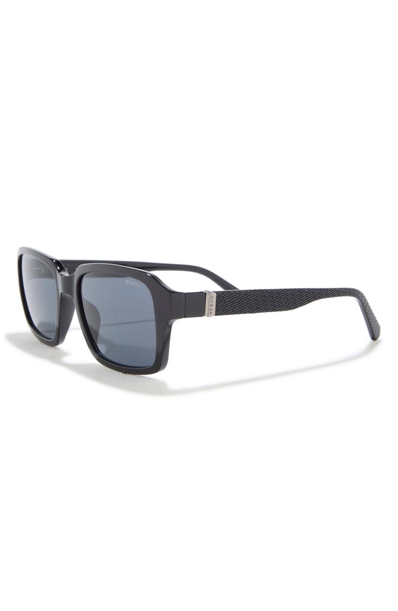GUESS 55mm Square Sunglasses, Alternate, color, Shiny Black / Smoke