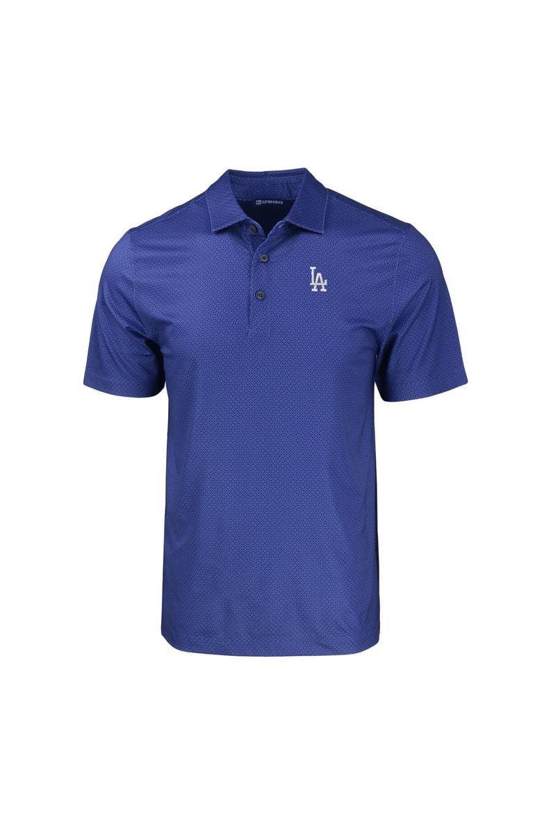 Men's Cutter & Buck Royal Los Angeles Dodgers Big & Tall Pike Eco Tonal Geo Print Stretch Recycled Polo, Alternate, color, Royal