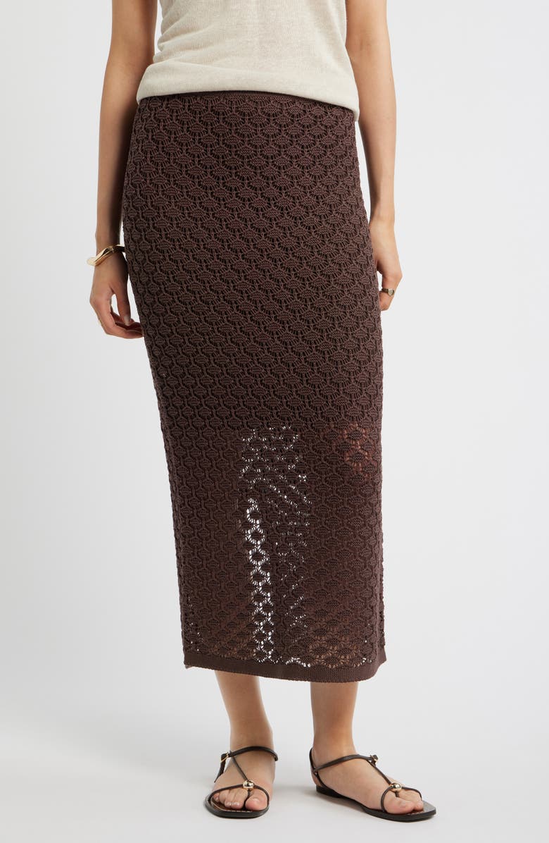 Nordstrom Textured Knit Skirt, Main, color, Brown Roast