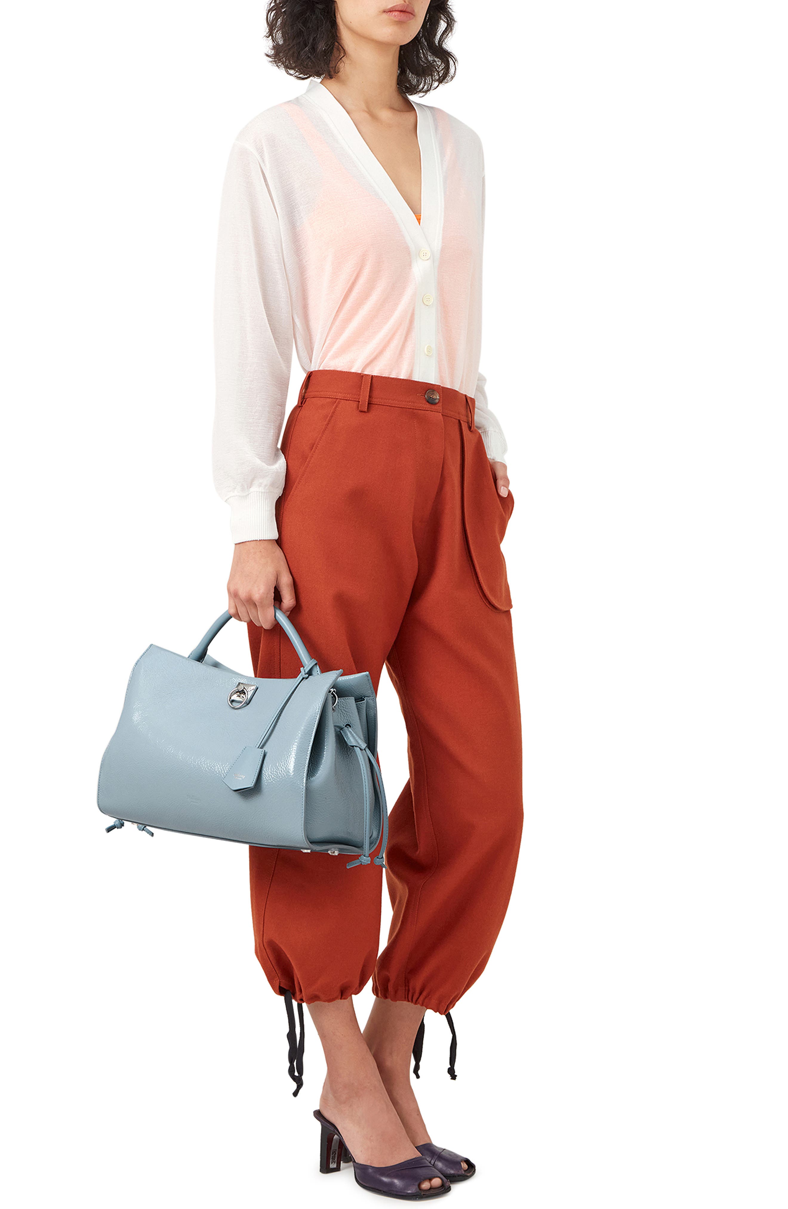 Mulberry Iris Spongy Patent Leather Top Handle Bag, Alternate, color, 