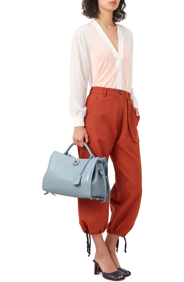 Mulberry Iris Spongy Patent Leather Top Handle Bag, Alternate, color,