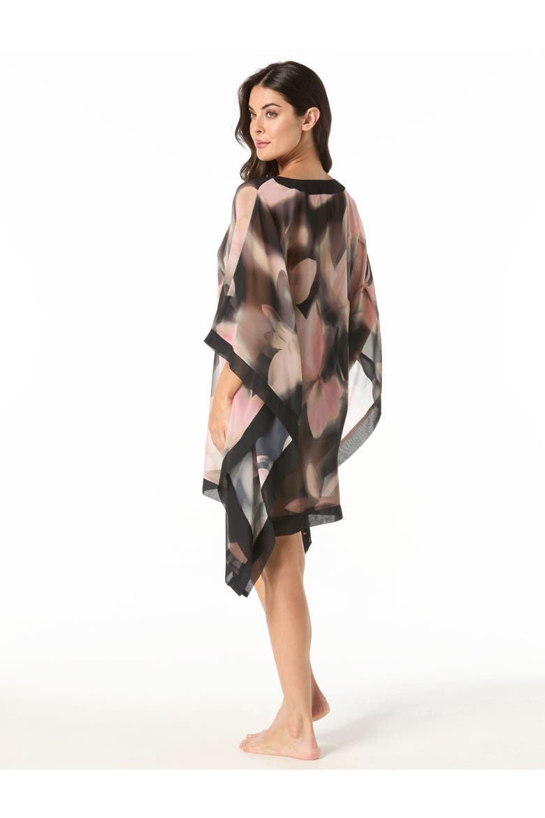 Grand Chiffon Caftan Cover Up, Alternate, color, Black w/Pink