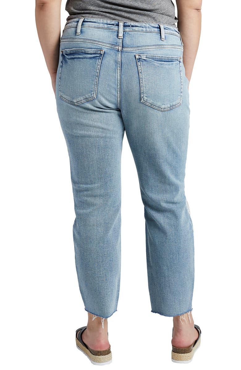 Silver Jeans Co. Beau High Waist Raw Hem Girlfriend Jeans, Alternate, color, Indigo