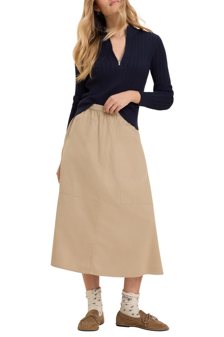 Cotton Twill Cargo Skirt, Alternate, color, CHINCHILLA