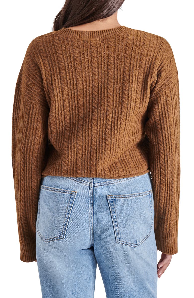 Steve Madden Aerin Cable Crew Sweater, Alternate, color, Tan