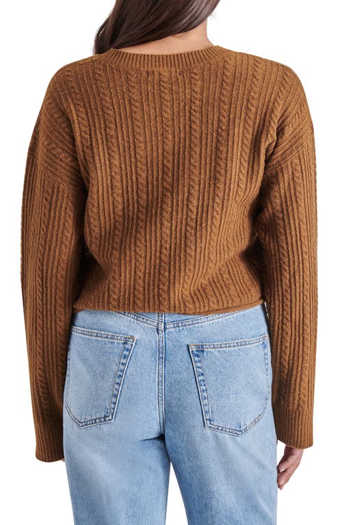 Steve Madden Aerin Cable Crew Sweater In Brown