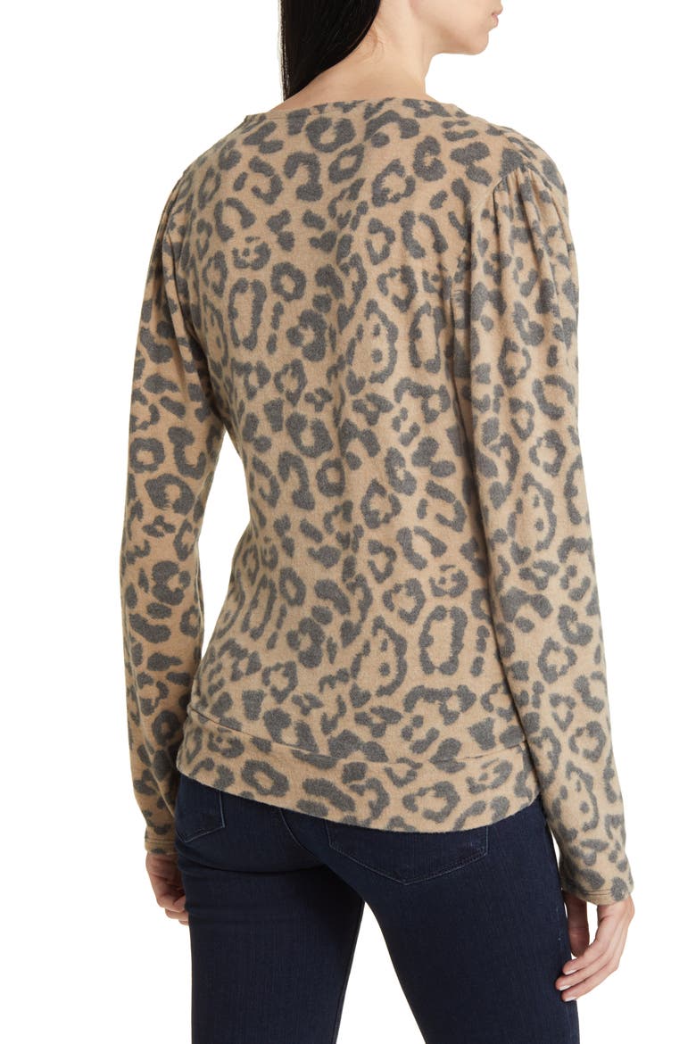 Faux Tie Wrap Top, Alternate, color, CAMEL/ CHARCOAL