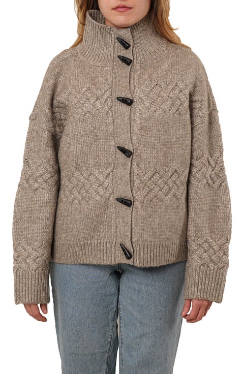 Toggle Button Cable Knit Cardigan