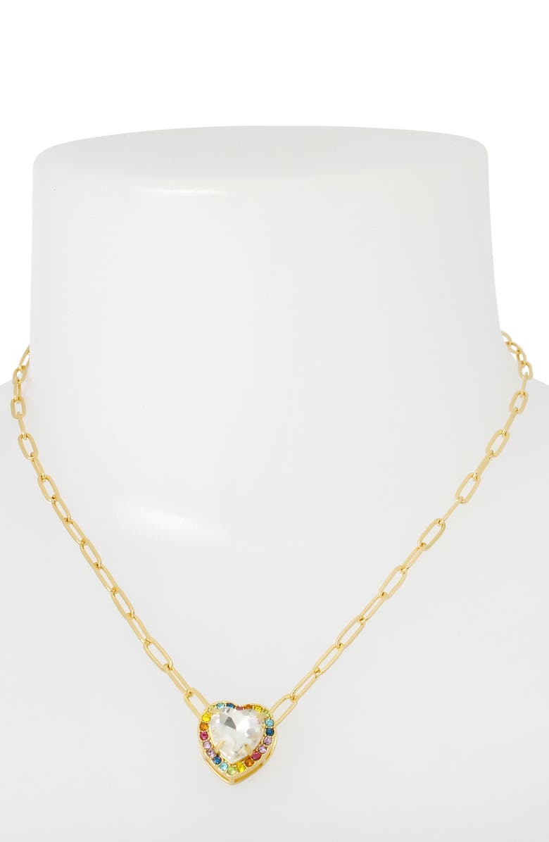 Kurt Geiger London Rainbow Pavé Heart Pendant Necklace, Alternate, color, 