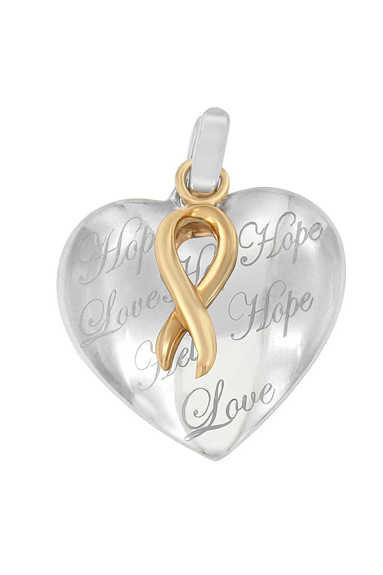 10K Yellow Gold Over Silver Heart Pendant Necklace, Alternate, color, Yellow