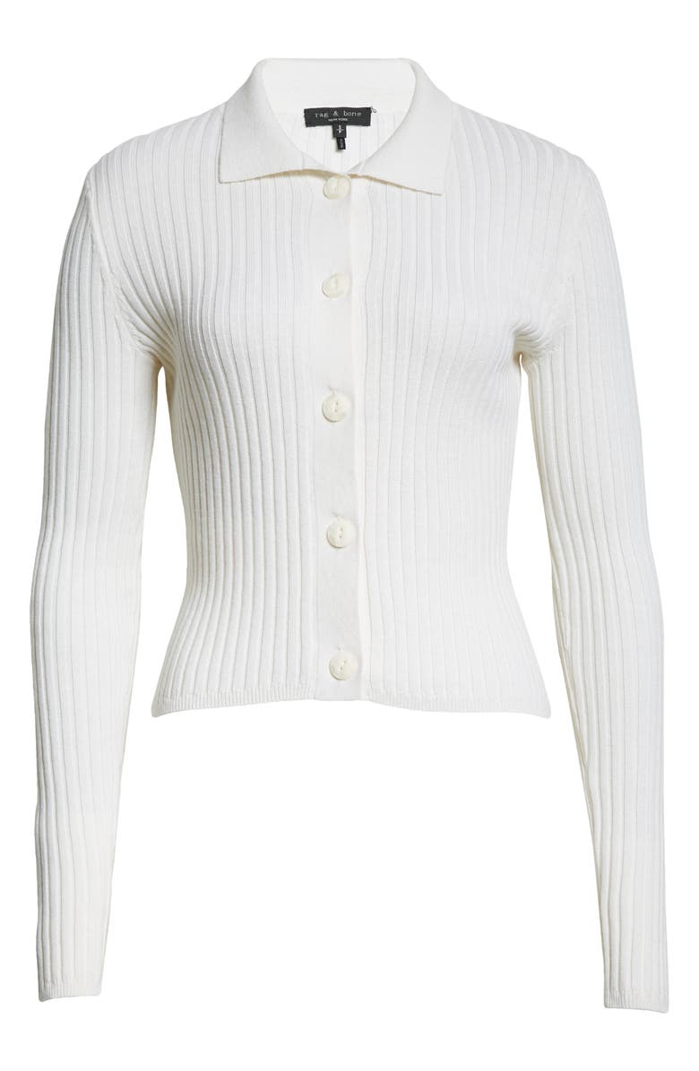 rag & bone Navaya Ribbed Cotton & Cashmere Polo Cardigan, Alternate, color, 