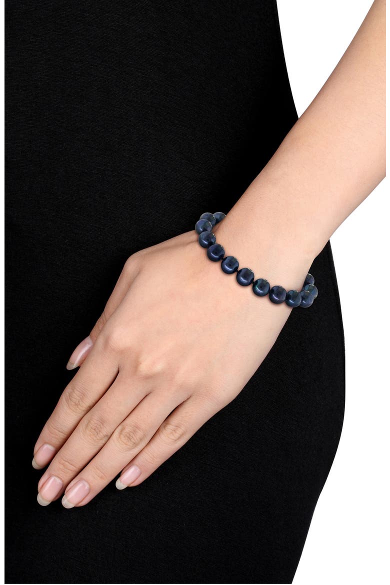 Cultured Pearl Stretch Bracelet, Alternate, color, BLACK