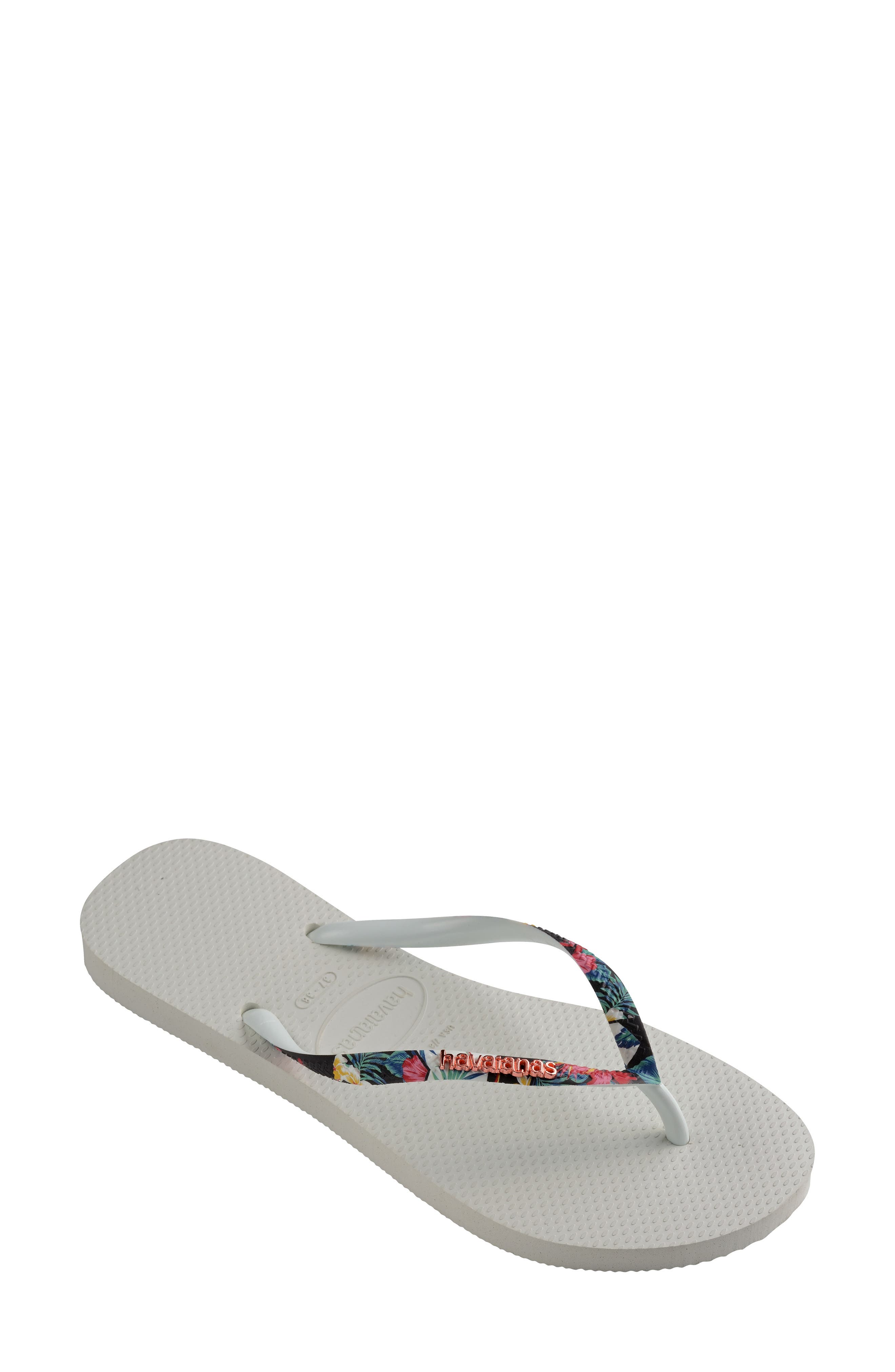 Slim Tropical Strap Flip Flop, Main, color, WHITE