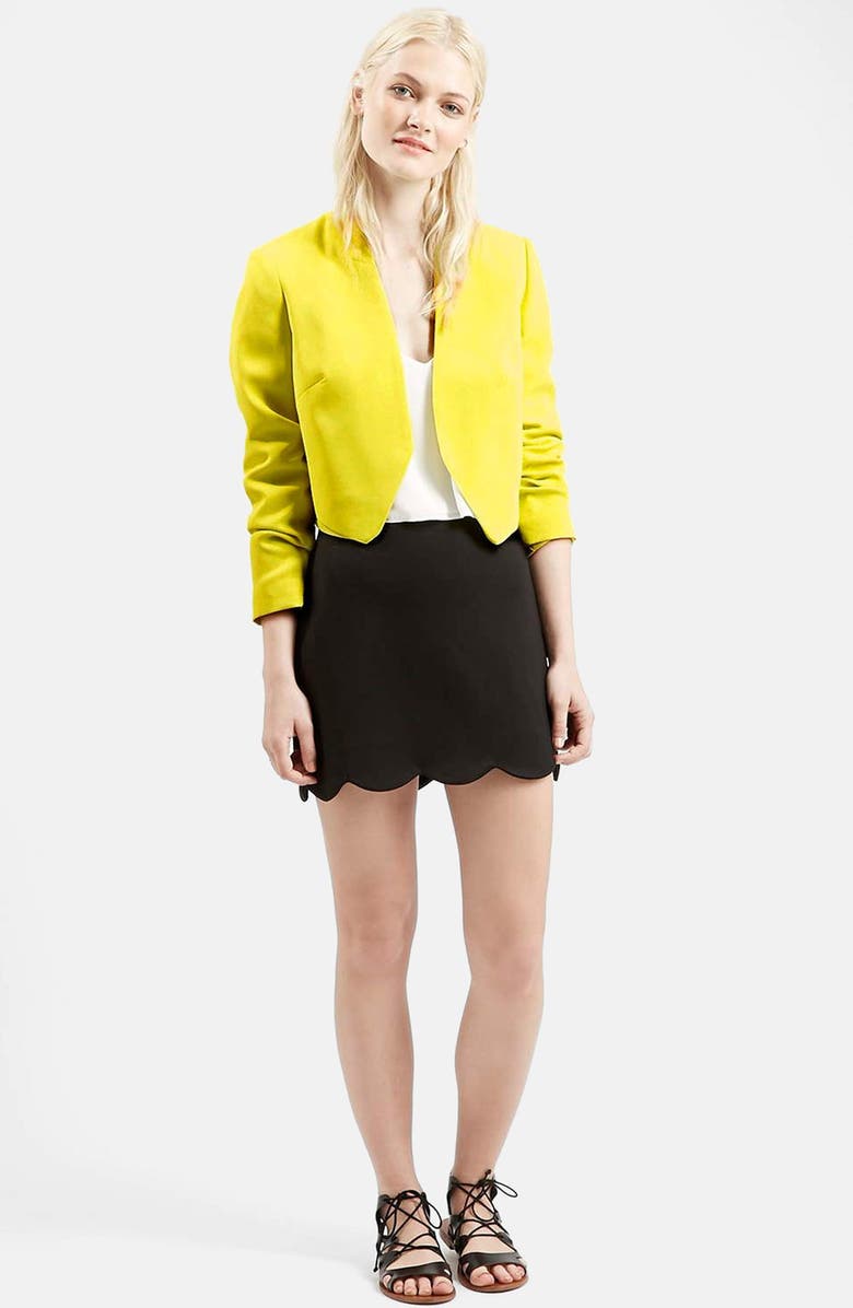 Topshop Scallop Hem Miniskirt, Alternate, color, 