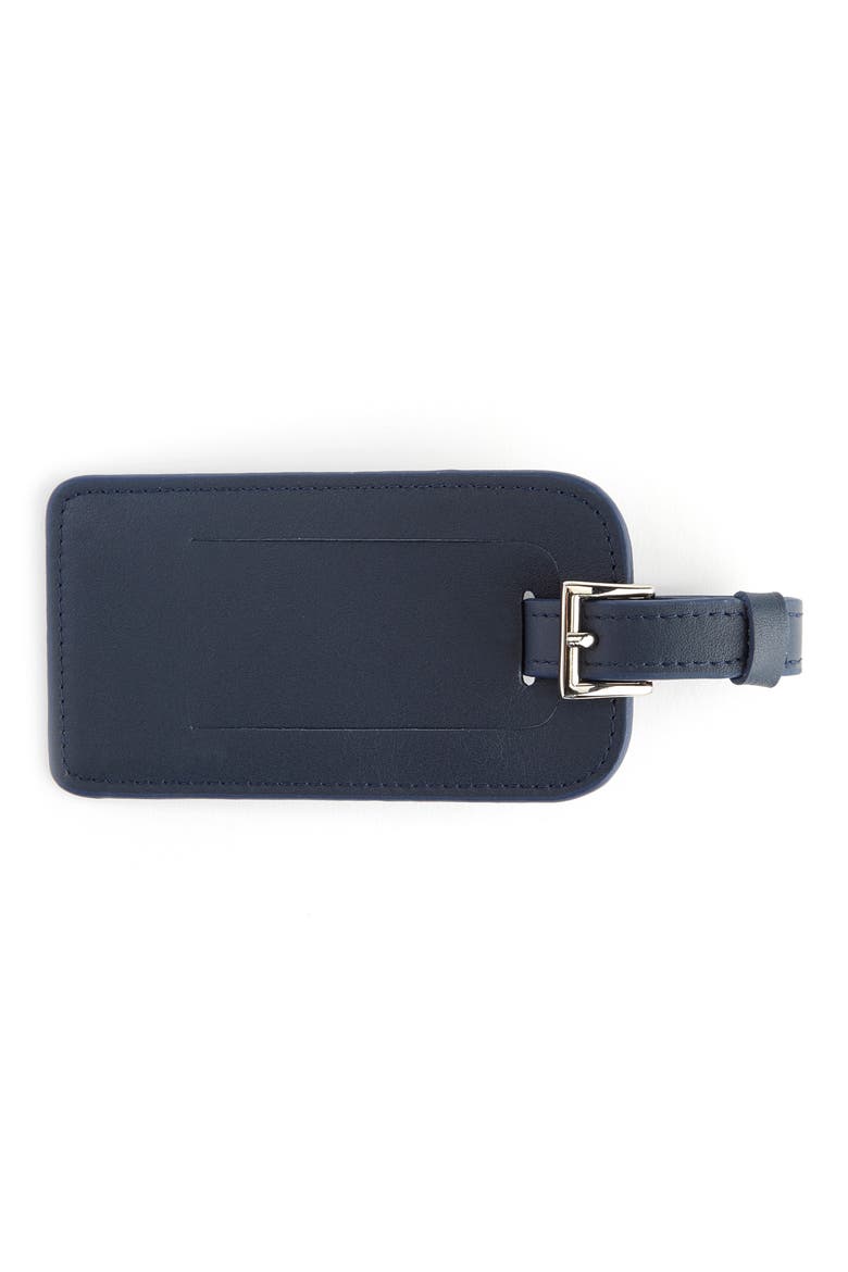 Personalized Leather Luggage Tag, Main, color, NAVY BLUE- DEBOSS