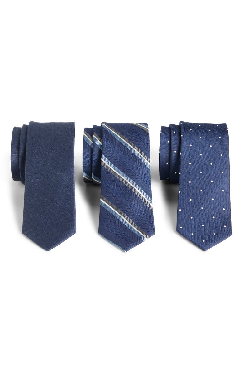 The Tie Bar 3-Pack Navy Tie Set, Main, color, 