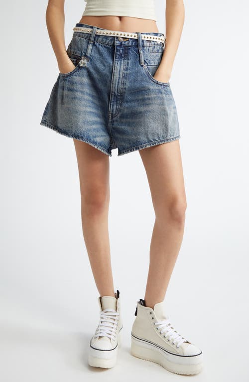R13 Double Loop Venti Denim Shorts In Barter Indigo