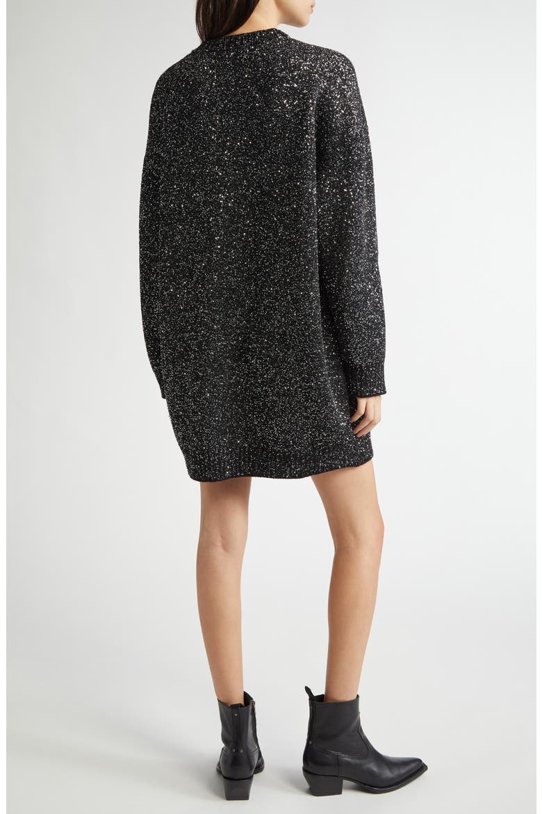 Sequin Wool Blend Oversize Sweater Dress, Alternate, color, BLACK