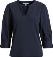 Wit & Wisdom Mixed Media Puff Sleeve Top