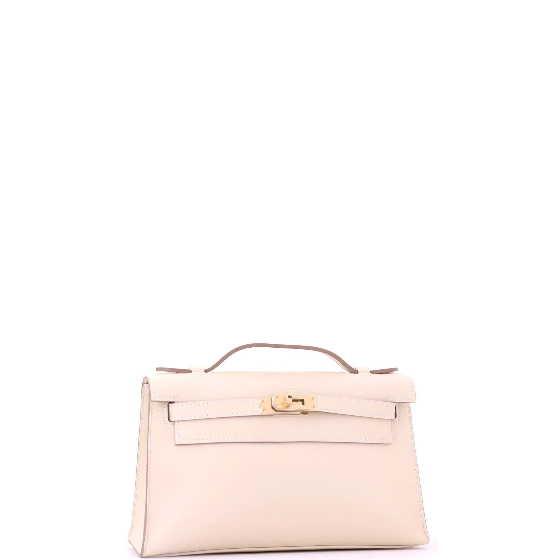 Pre-Owned Hermes Kelly Pochette Swift, Alternate, color, Craie