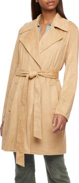 Bernardo Faux Suede Belted Trench Coat