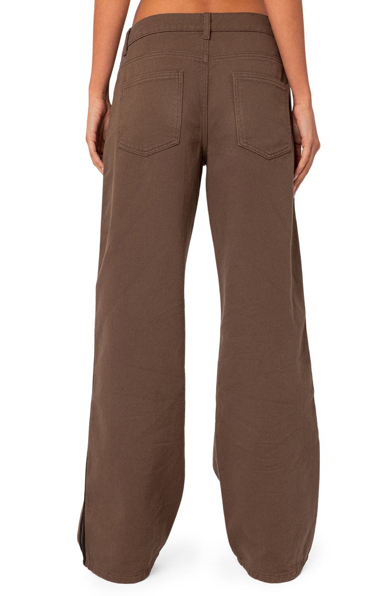 EDIKTED Mattie Side Stripe Low Rise Wide Leg Jeans, Alternate, color, Olive