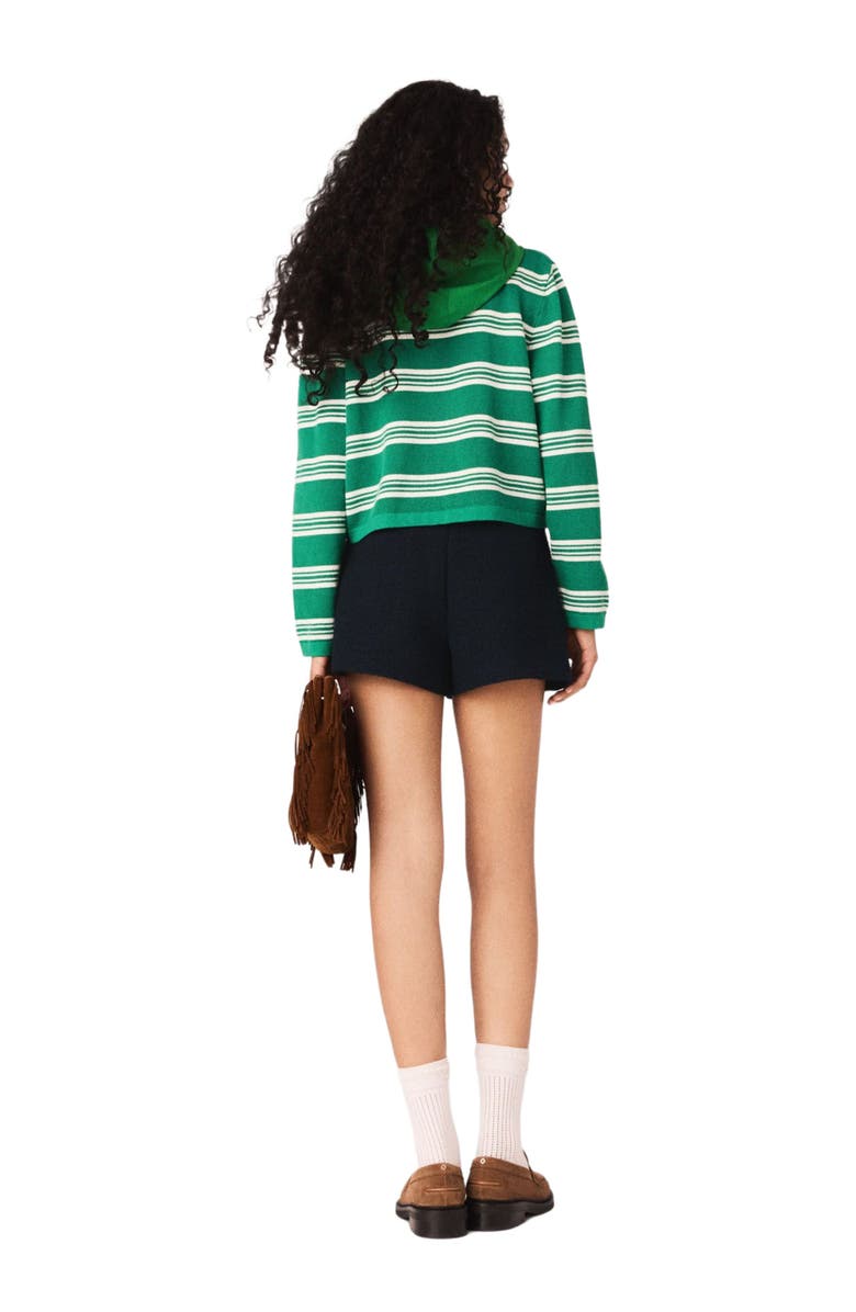 maje Cropped striped polo sweater, Alternate, color, Green