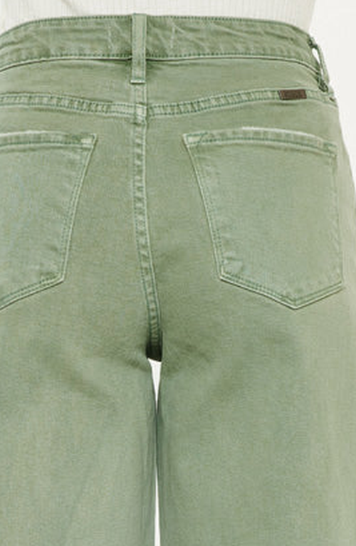 Kancan High Rise Cropped Wide Leg Jean In Olive In Green