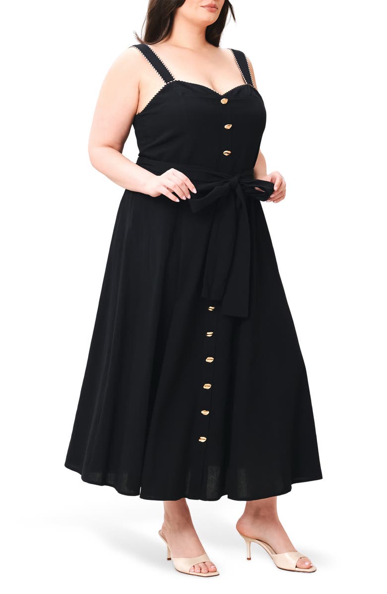 FREEMARKET Midi Shirtdress, Alternate, color, Black