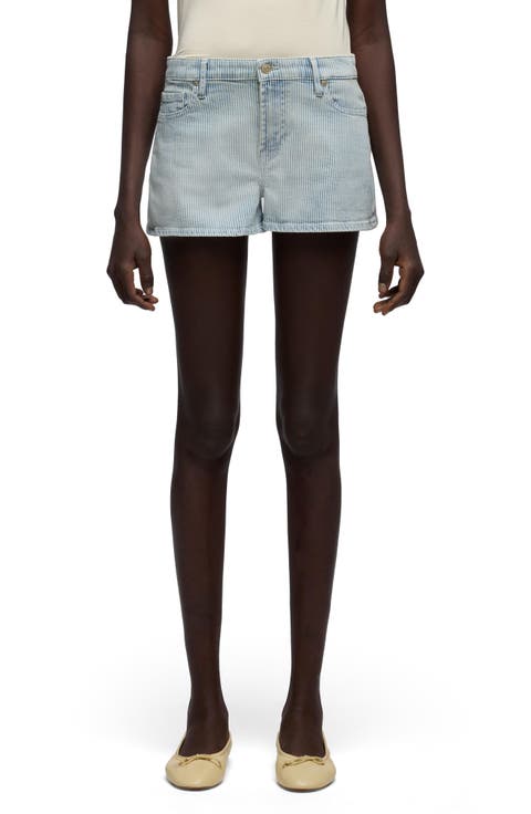 Low Rise Denim Shorts (Stripes)