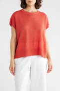 Eileen Fisher Crewneck Short Sleeve Pointelle Sweater