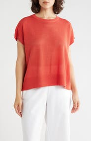 Eileen Fisher Crewneck Short Sleeve Pointelle Sweater