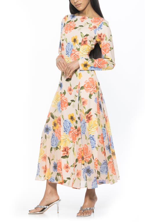 Alexia Admor Elodie Floral Long Sleeve Maxi Dress In Sand Floral