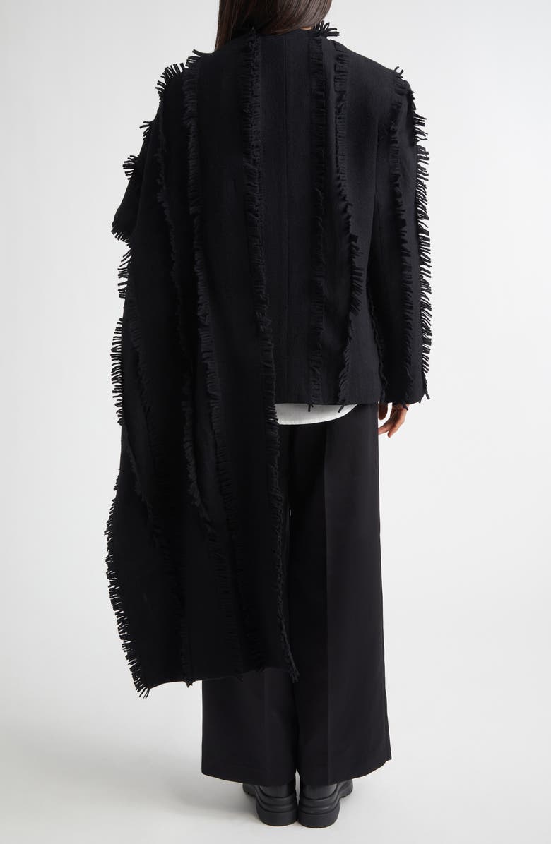 EENK Fringed Wool Jacket with Scarf Detail, Alternate, color, Black Wool