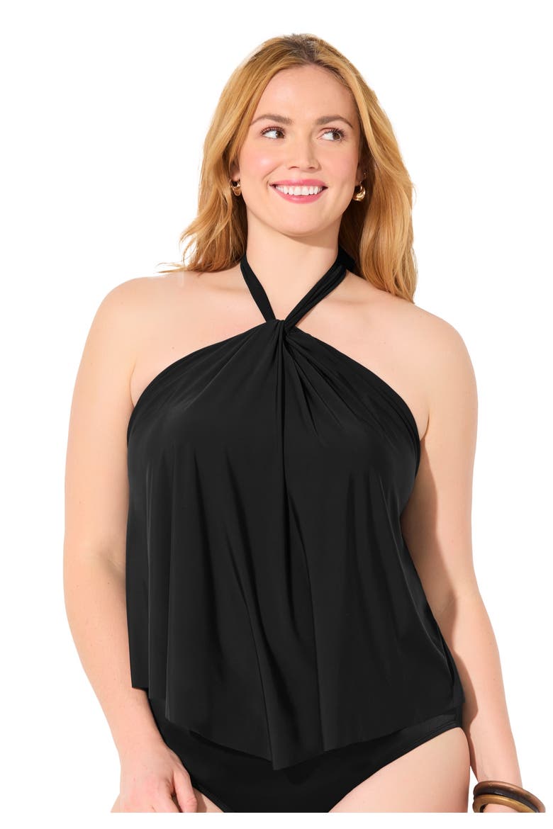 Lightweight Halter Tankini Top, Main, color, Black