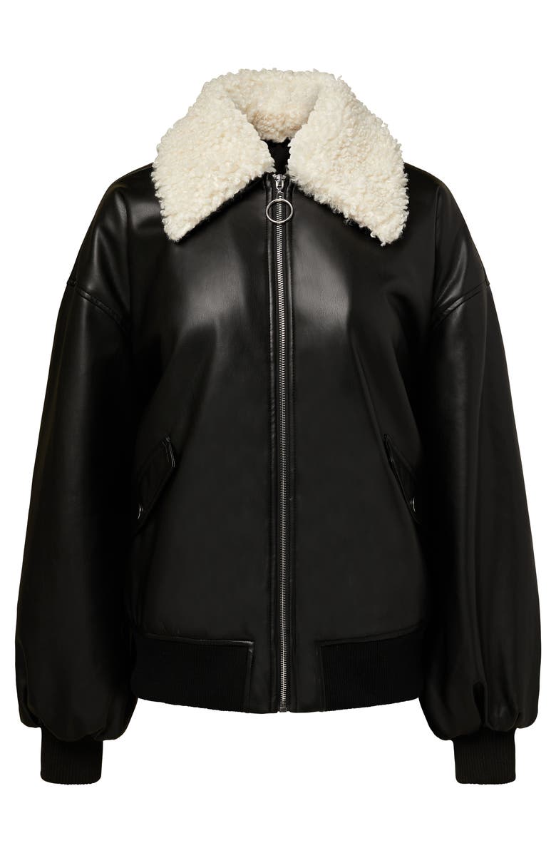 WeWoreWhat Faux Shearling Collar Bomber Jacket, Alternate, color, 