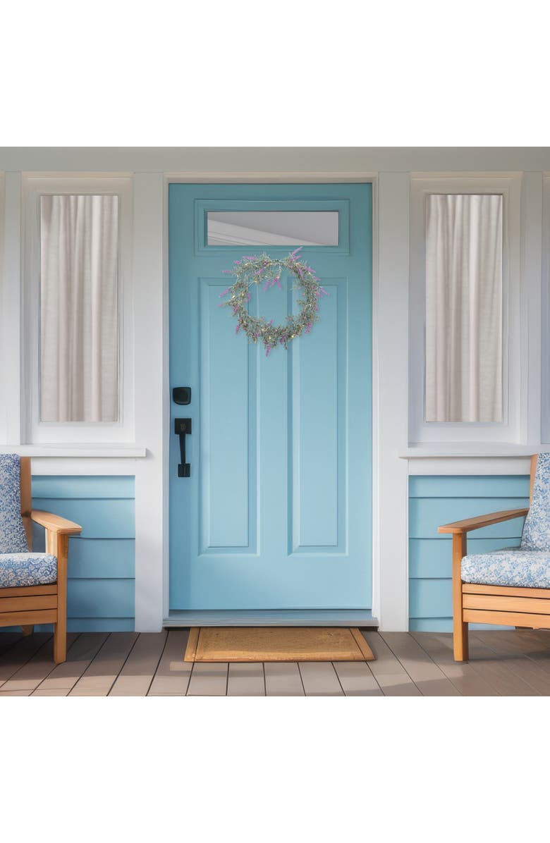 Northlight Pre-Lit Battery Operated Pink Lavender Spring Wreath- 16" - White LED Lights, Alternate, color, 