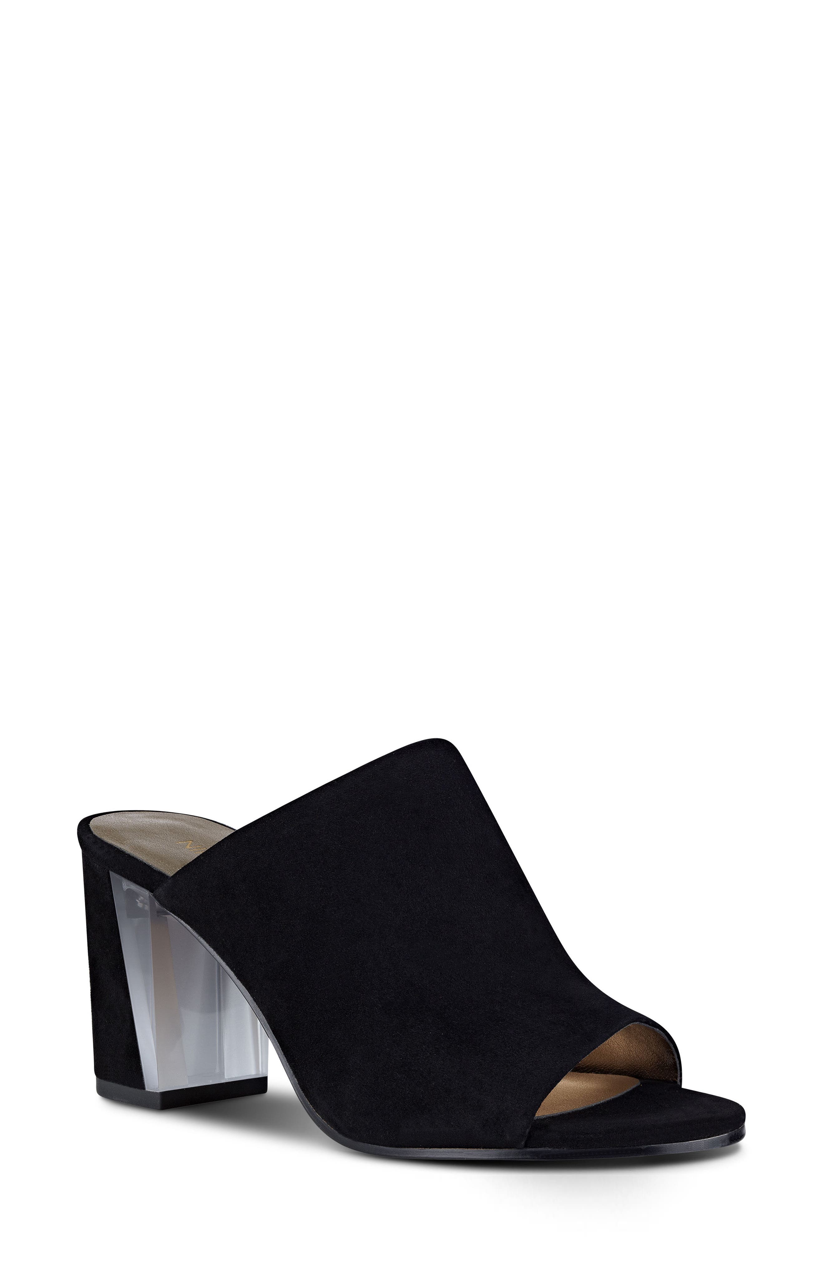 Gemily Block Heel Slide Sandal, Main, color, BLACK SUEDE