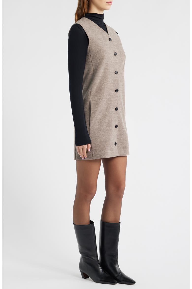 Wool & Cotton Blend Shift Minidress, Alternate, color, MOLE DARK