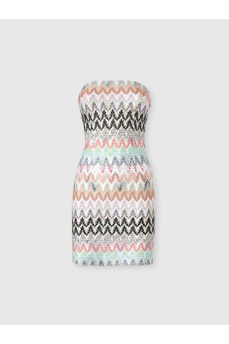 Mini Dress In Viscose And Cotton Lamé Lace Motif, Alternate, color, Multicoloured