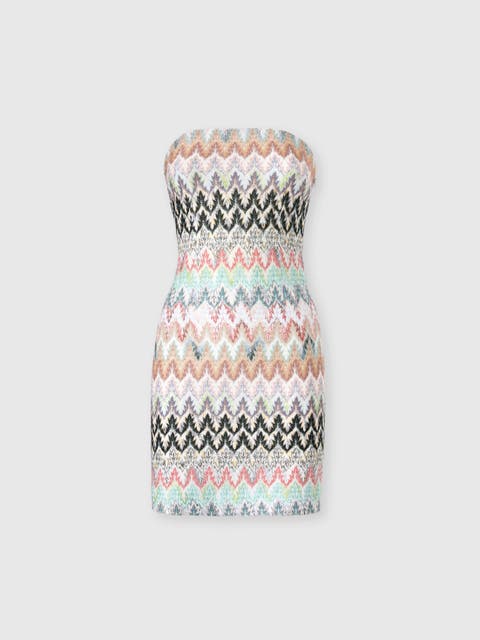 Mini Dress In Viscose And Cotton Lamé Lace Motif