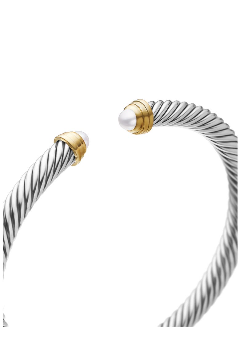Classic Cable Bracelet in Sterling Silver with 14K Yellow Gold & Semiprecious Stone, 5mm, Alternate, color, PEARL