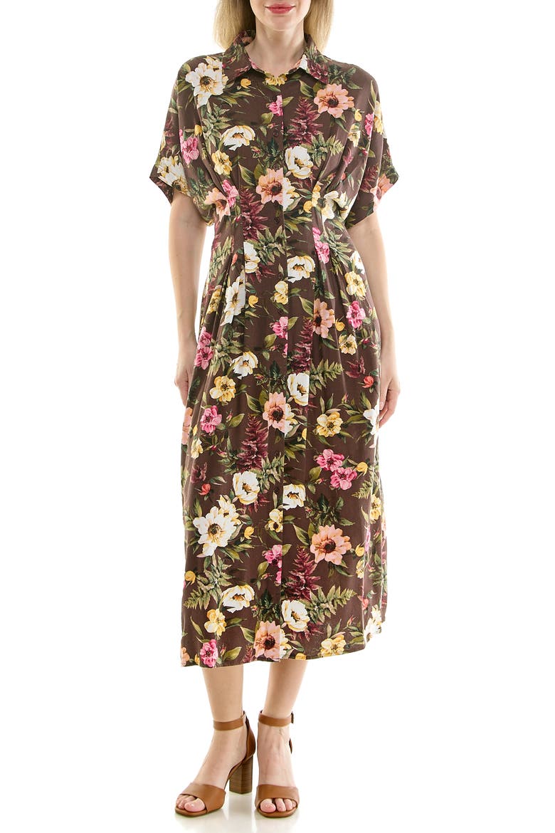 Floral Short Sleeve Midi Shirtdress, Main, color, VENUS FLORAL