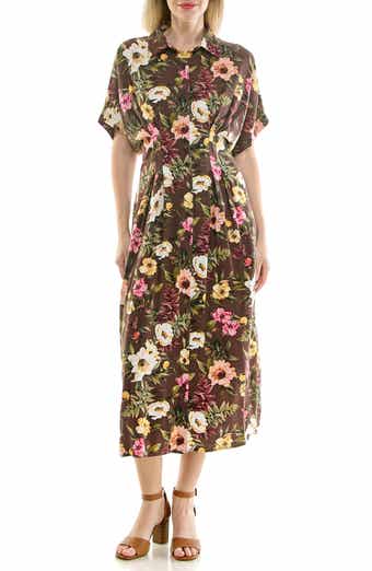 Floral Short Sleeve Midi Shirtdress
